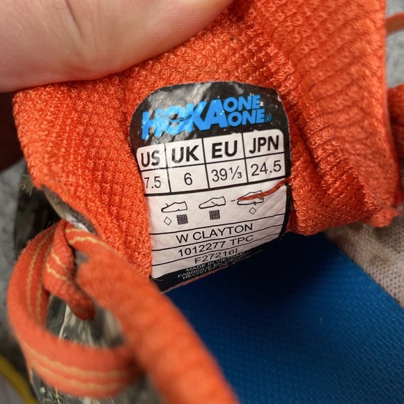 Hoka One One Clayton Shoes Womens 7.5 Orange Floral Running Sneakers Kona 2016 - Picture 7 of 11